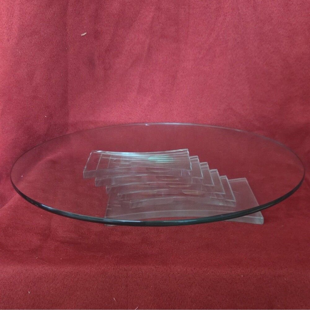 PartyLite Frosted Clear Glass Rectangle Candle Holder Stand for Tea Light/Votive